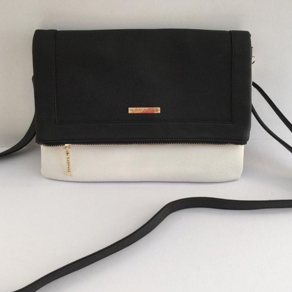 Rampage Handbags - Rampage Black&White Fold Over Cross Body
